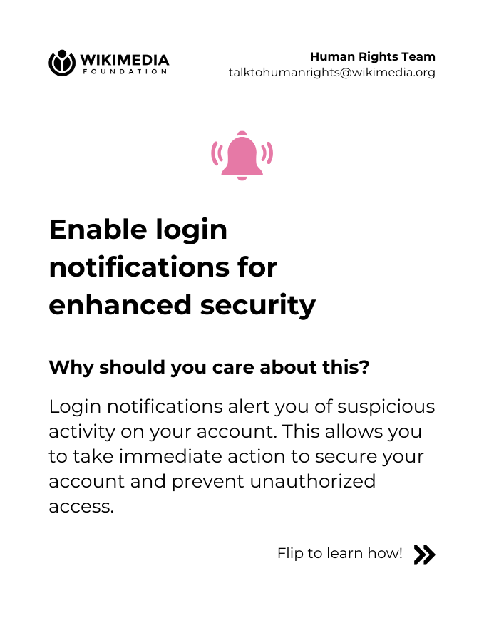 Cartao informativo sobre notificacoes de login e seguranca de conta